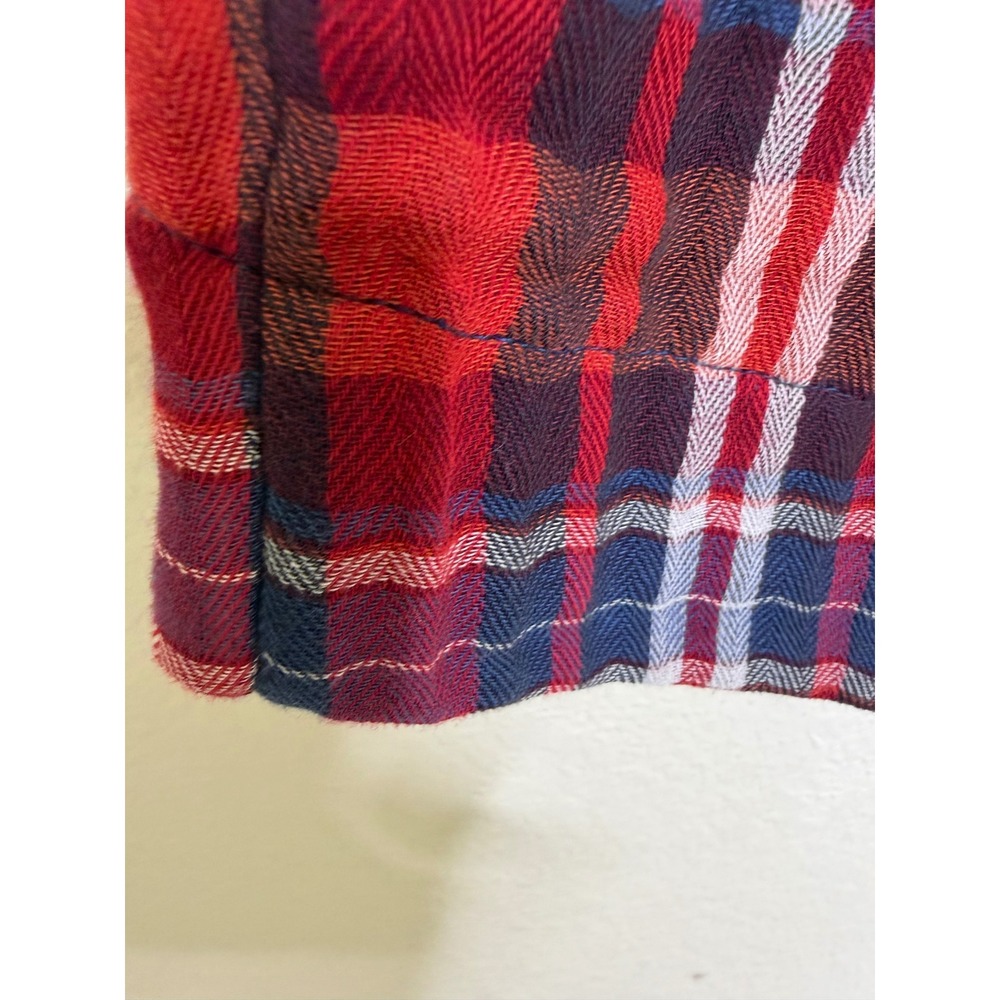 Urban Outfitters Jo Plaid Midi Skirt Red Blue Tartan Pencil S Grunge 90's Preppy - Picture 12 of 15